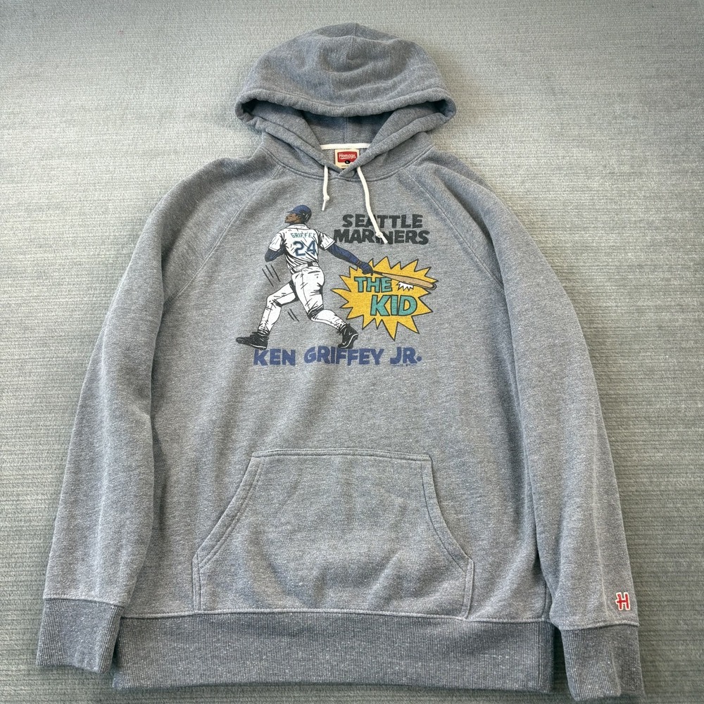 Homage Ken Griffey Jr Mariners Home Run Hoodie Mens L Gray Stretch MLB